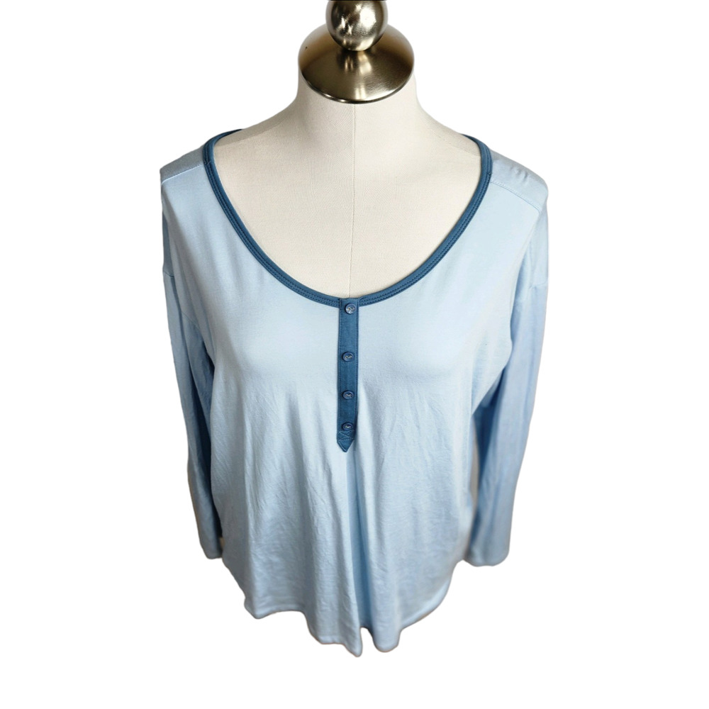 Pendleton Long Sleeve Henley Pajama Top Light Blue Women's‎ Medium
